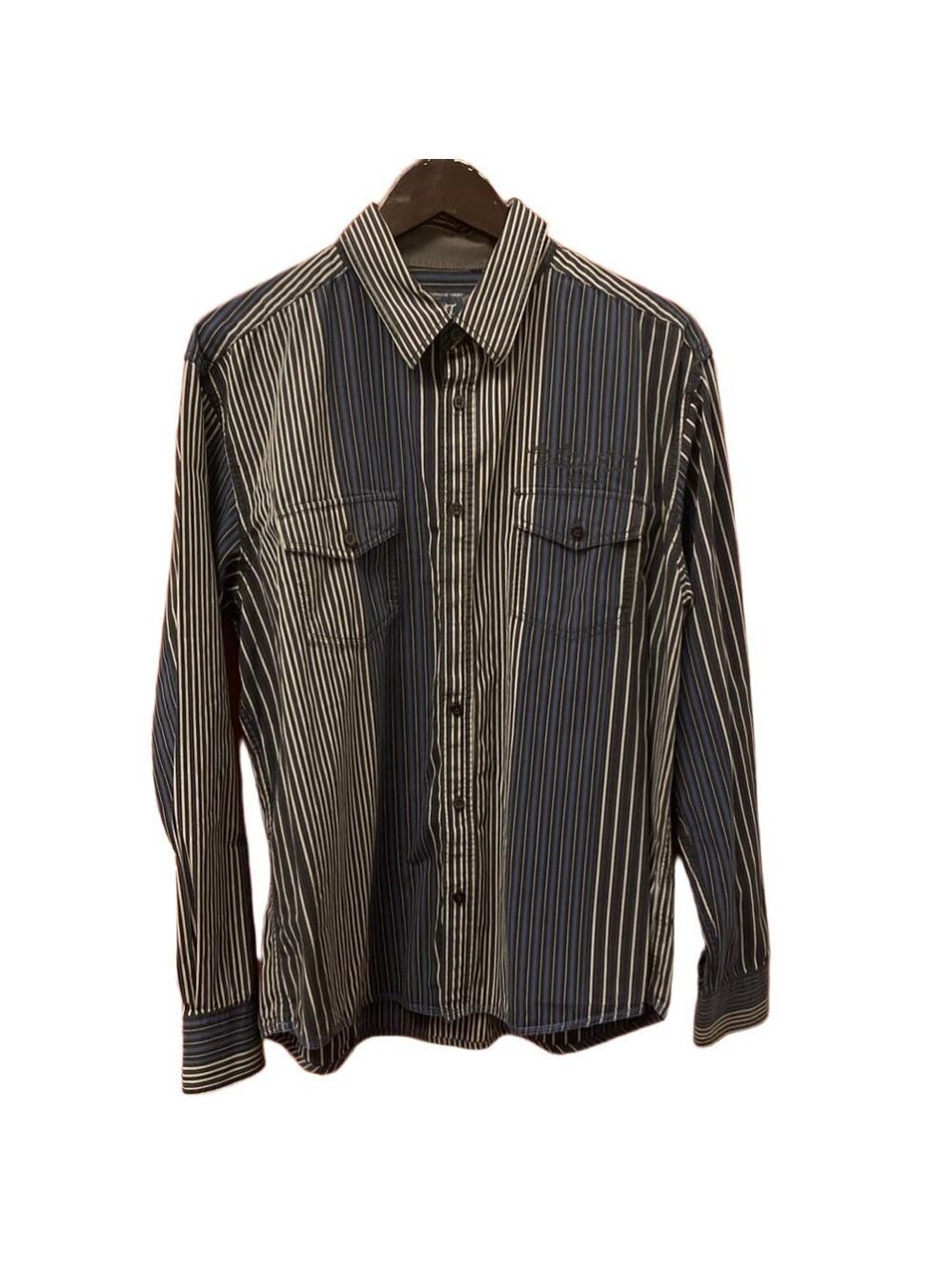 AT Company multi striped XXL casual long sleeve button down shirt tab pockets